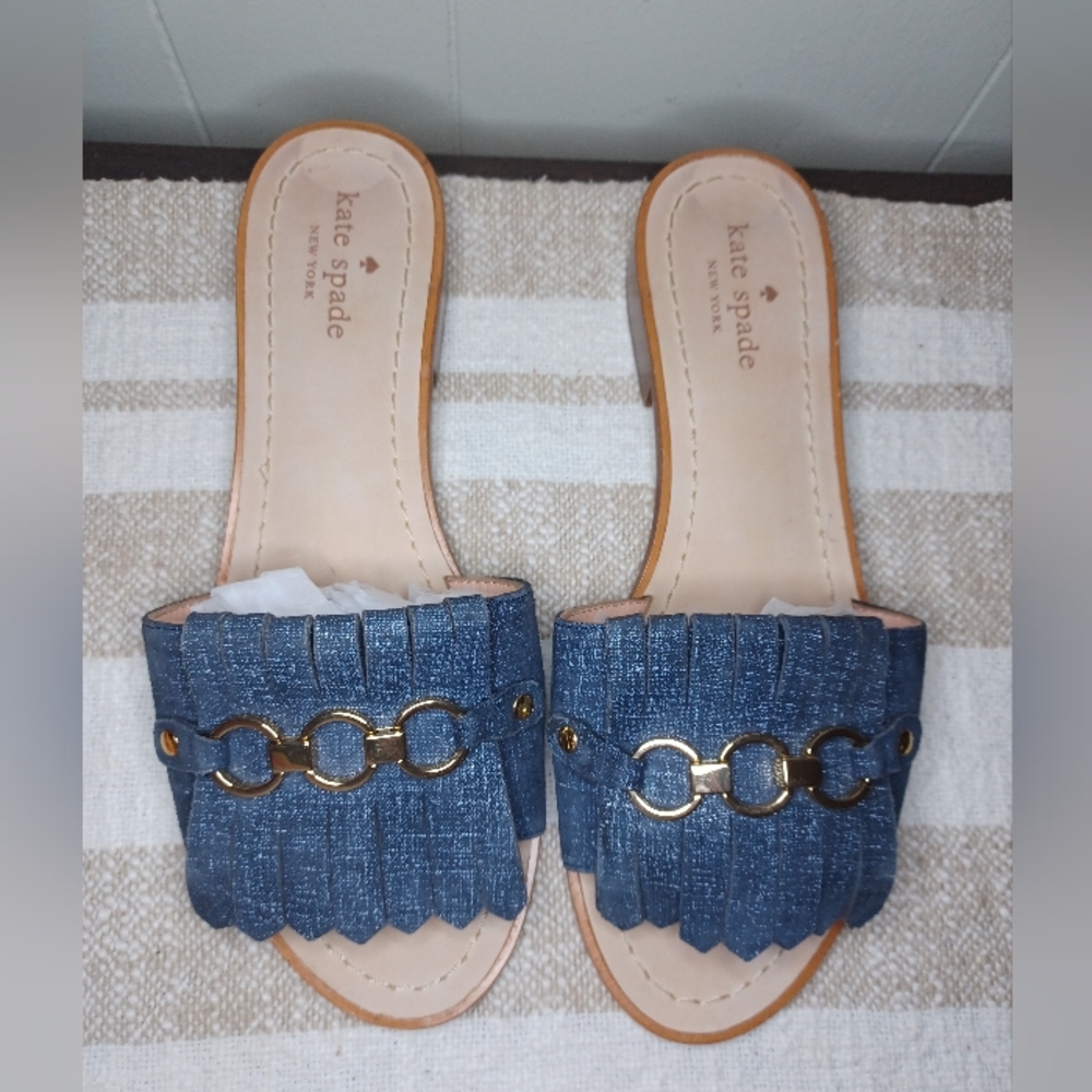 Kate Spade Blue and Gold Sandals